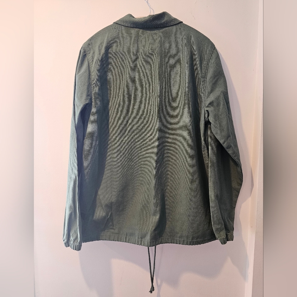 Vans Olive Green Coach Jacket Small Embroidered Logo Streetwear - Picture 3 of 5